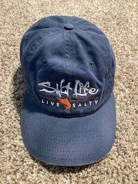 Salt Life Navy Cap with White Logo and Orange Fish (Item No. B29)